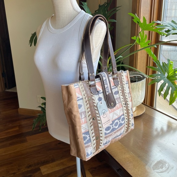 Hopofly Southwest Canvas, Woven Multicolor Tote Bag NWT - Picture 12 of 12